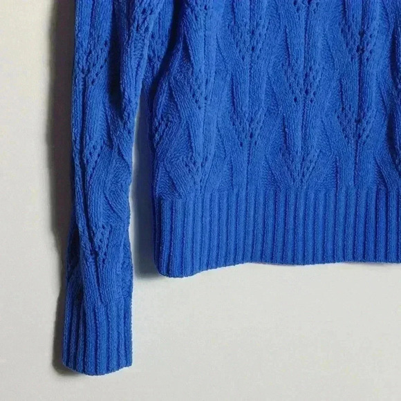BCBGMAXAZRIA Women's Chenille Pointelle Blue Electric Sweater Size Xsmall - Picture 11 of 16
